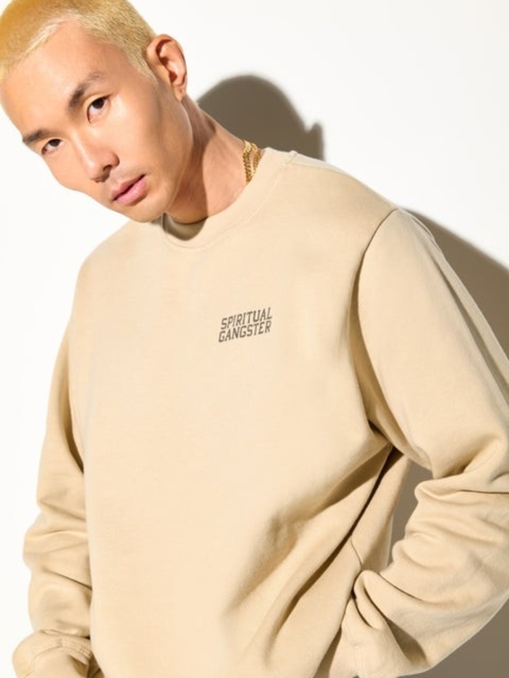 NWT - Spiritual Gangster SG Emblem Men's Classic Crew in Sandstone Size Large